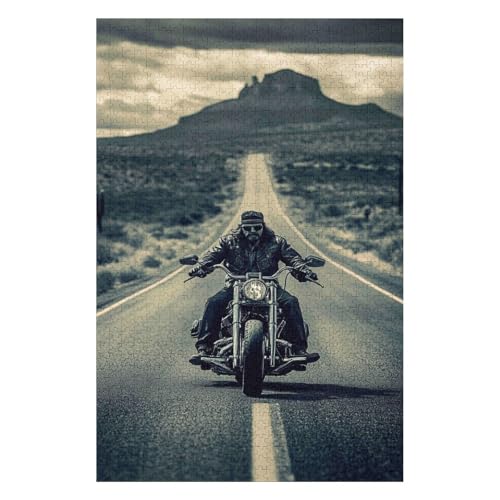 Motorrad-Gang-Puzzle für Erwachsene 1000 Teile Puzzles für Kinder Lernspielzeug Denkspiel Geschenk Teenager DIY Home Entertainment Spiel-50x70cm von GDFWB