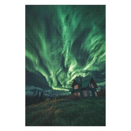 Puzzle 1000 Teile Erwachsene Nordlichter in Norwegen Puzzles für Erwachsene Lernspiel Herausforderung Spielzeug Kinder-50x70cm von GDFWB