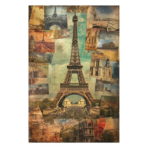 Puzzle 1500 Teile Eiffelturm Puzzles für Erwachsene Lernspiel Herausforderung Spielzeug für Kinder-57x87cm von GDFWB