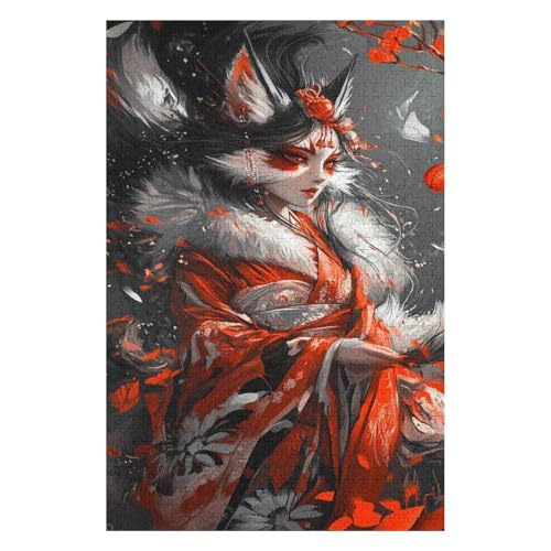 Puzzle 1500 Teile Neunschwänziger Fuchsdämon Puzzles für Erwachsene Lernspiel Herausforderungsspielzeug für Kinder-57x87cm von GDFWB