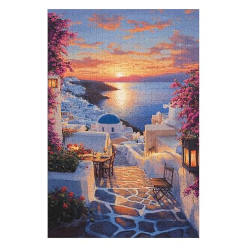 Puzzle 1500 Teile Santorini Griechenland Resorts Klassisches Puzzle DIY Kit Spielzeug Einzigartiges Geschenk Moderne Wohnkultur57x87cm von GDFWB