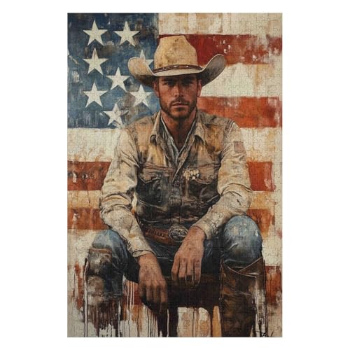 Puzzle 1500 Teile für Erwachsene American Cowboy Art Puzzles Klassisches Puzzle für Kinder ab 14 Jahren57x87cm von GDFWB