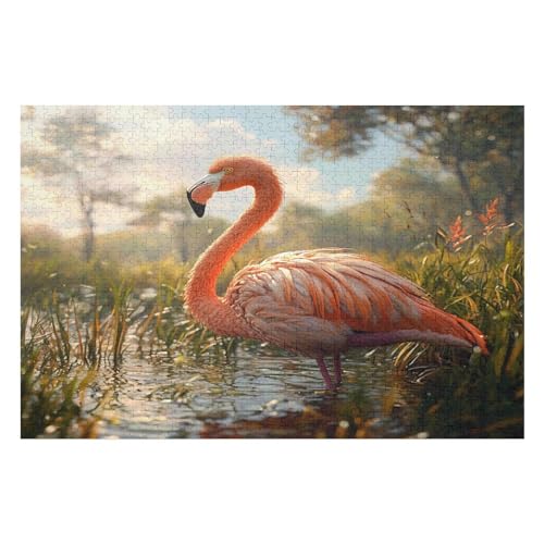 Puzzle Weihnachten -Flamingo, Weihnachtspuzzle, Puzzle Geschenk Dekorationen, Puzzlegröße 1000 PCS 50 * 70cm von GDFWB