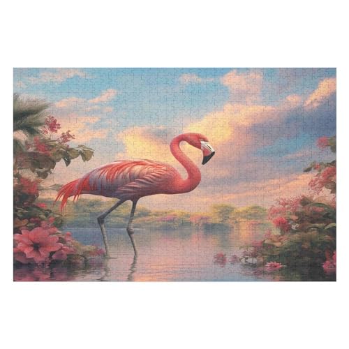 Puzzle Weihnachten -Flamingo, Weihnachtspuzzle, Puzzle Geschenk Dekorationen, Puzzlegröße 1000 PCS 50 * 70cm von GDFWB