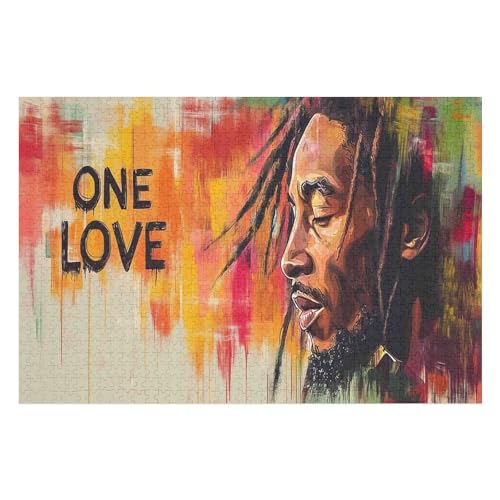 Puzzle Weihnachten -Reggae Bob Marley, Weihnachtspuzzle, Puzzle Geschenk Dekorationen, Puzzlegröße 1000 PCS von GDFWB