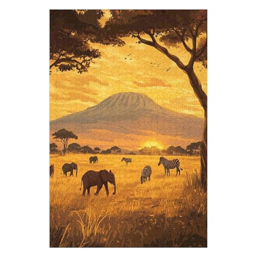 Puzzle für Erwachsene, 1000 Teile, Mount Kilimanjaro, Filmpuzzle für Kinder, Lernspielzeug, Denkspiel, Geschenk für Teenager, DIY-Heimunterhaltungsspielzeug-26x38cm von GDFWB
