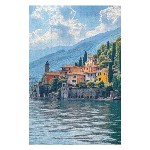 Puzzle für Erwachsene, Lovers Village, Comer See, 1000 Teile, modernes Design, Karton, hochauflösendes Poster, ab 12 Jahren-50x70cm von GDFWB