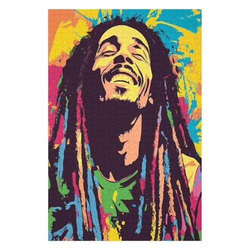 Puzzle für Erwachsene, Puzzle 1000 Teile, Kind, Reggae, Bob Marley, Heimdekoration, modernes Festival, DIY-Geschenk, intellektuelles Spiel-26x38cm von GDFWB