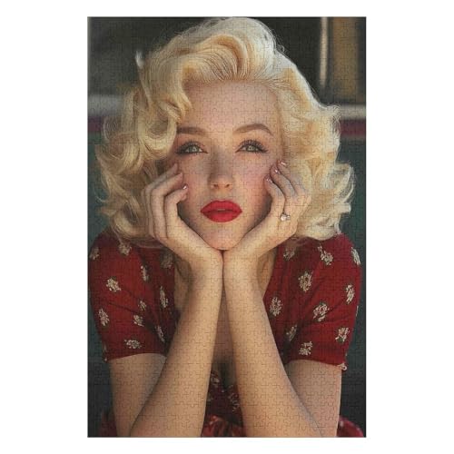 Puzzle für Erwachsene Marilyn Monroe 1000 Teile für Erwachsene und Kinder ab Jahren Kartonpuzzle Lernspiele Heimdekoration-38x52cm von GDFWB
