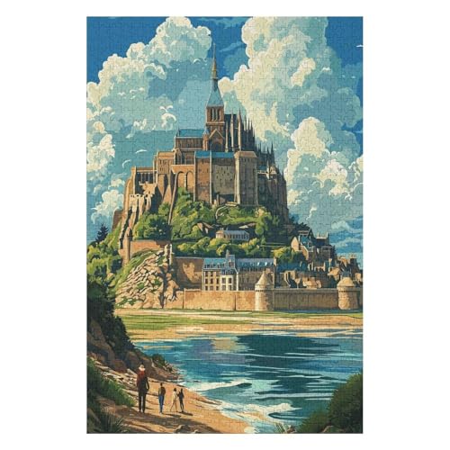Puzzle für Erwachsene Mont Saint Michel 1000 Teile für und Kinder ab 12 Jahren Kartonpuzzle Tolles Geschenk für-50x70cm von GDFWB