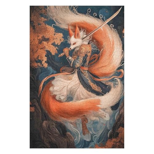 Puzzle für Erwachsene Neunschwänziger Fuchs 1000 Teile für Erwachsene und Kinder ab Jahren Kartonpuzzle Lernspiele Heimdekoration-38x52cm von GDFWB
