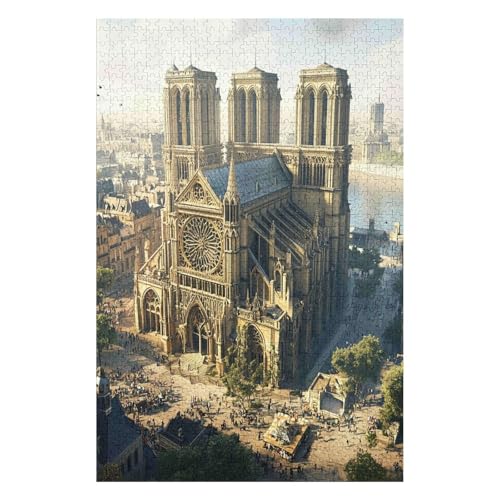 Puzzle für Erwachsene Notre Dame De Paris 1000 Teile für Erwachsene und Kinder ab Jahren Kartonpuzzle Lernspiele Heimdekoration-26x38cm von GDFWB