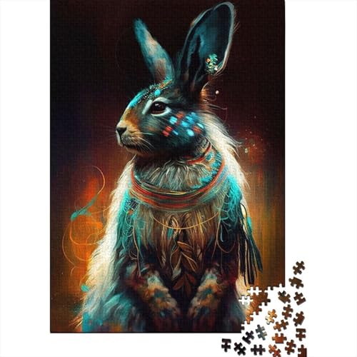 Puzzles 1000 Piece Rabbit Pop Art Animal Puzzle for Adults Woodboard Puzzles Christmas Puzzle Gifts 1000pcs 75 * 50cm von GDFWB