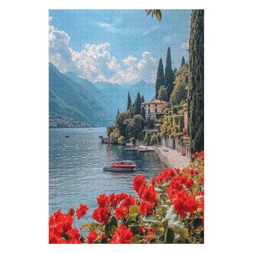 Puzzles für Erwachsene, 1000 Lovers Village, Lake Como Puzzle für Jugendliche und Erwachsene, Lernspiel, Herausforderungsspielzeug-38x52cm von GDFWB