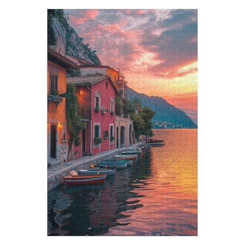 Puzzles für Erwachsene, Liebhaberdorf, Comer See, 1000 Teile, Papierpuzzle für Erwachsene und Kinder ab Jahr, Lernspielzeug-38x52cm von GDFWB