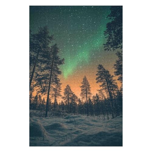 Puzzles für Erwachsene, Nordlichter in Norwegen, 1000 Teile, Papierpuzzle für Erwachsene und Kinder ab dem Jahr, Lernspielzeug-26x38cm von GDFWB