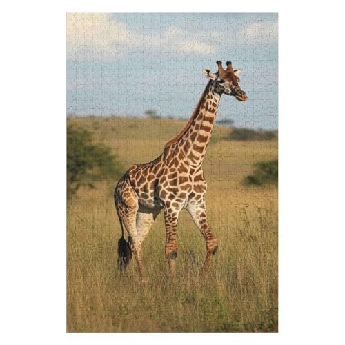 Puzzles für Erwachsene 1000 Teile Giraffe Kreative Puzzles Praktisches Spiel Familiendekoration-26x38cm von GDFWB