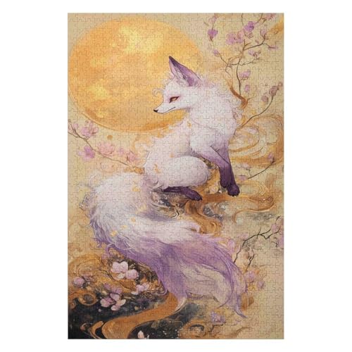 Puzzles für Erwachsene 1500 Teile Neunschwänziger Fuchs Kreative Puzzles Praktisches Spiel Familiendekoration-57x87cm von GDFWB