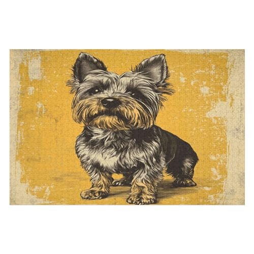 Rätsel Für Erwachsene, Yorkshire Terrier Anspruchsvolles Puzzle, Heimdekor-Geschenk, 1000 Teile 1000 PCS 50 * 70cm von GDFWB