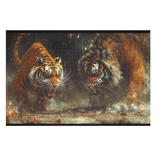 Tiger Poster – Fortgeschrittenes 1000-teiliges Puzzle Für Erwachsene 1000 PCS-50 * 75cm von GDFWB
