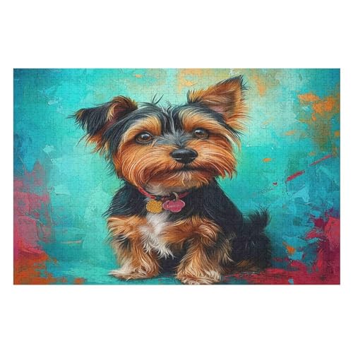 Yorkshire Terrier Kunststil-Puzzle, Umweltfreundlich, 1000 Teile, Satinierte Oberfläche, Lustige Puzzle-Herausforderung Für Erwachsene Und Familien 1000 PCS 50 * 70cm von GDFWB