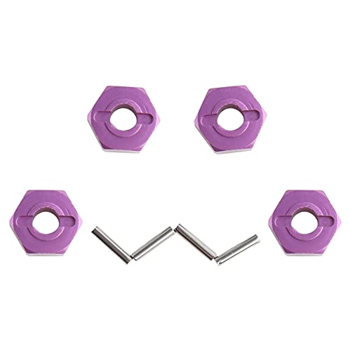 GDOOL 12 mm Sechskant-Radnabenhalterung, 7 mm dickes Aluminium mit 2 x 10 mm Achsstiften, für 1/10 Slash 4x4 und HQ 727 RC-Upgrade-Teile (lila) (Set von GDOOL
