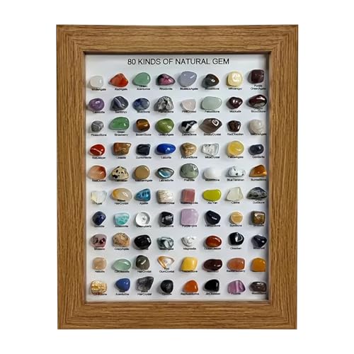 Edelsteine Set, 80 Mineralien Edelsteinen, Natürliche Kristalle Edelstein Sammeln, Edelsteinsammlung für Kinder, Schatzsuche Dekoration, Hause Dekorative, Geschenke für Mädchen Jungen (Braun) von GDWD