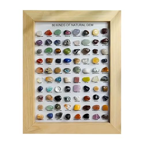Edelsteine Set, 80 Mineralien Edelsteinen, Natürliche Kristalle Edelstein Sammeln, Edelsteinsammlung für Kinder, Schatzsuche Dekoration, Hause Dekorative, Geschenke für Mädchen Jungen (Holz) von GDWD