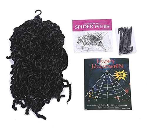 Halloween riesiges Dreieck Spinnennetz Spukhaus geheimer Raum fächerförmiger Horror kniffliges Spielzeug (schwarz, große Größe) von GDYS