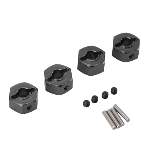 GDZTBS 4 Stück RC-Rad-Sechskantnaben-Adapter, Professioneller 12-mm-Rad-Sechskantnaben-Antriebsadapter aus Aluminiumlegierung für Ferngesteuertes Autozubehör (Schwarz) von GDZTBS