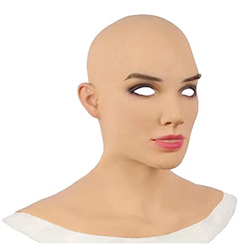 GDZTBS Realistische Weibliche Latex Kopfbedeckung, Scary Vollkopfmaske Cosplay Drag Queen Halloween Kostüm Kopfbedeckung für Halloween Party Kostüm Requisiten von GDZTBS