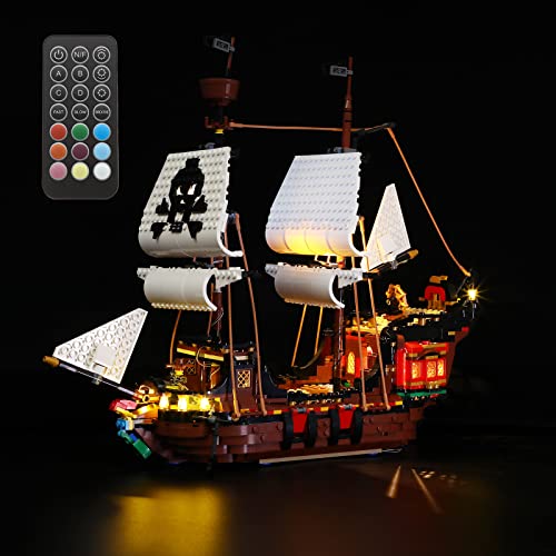 GEAMENT LED Licht-Set (Fernbedienung) Kompatibel mit Lego Piratenschiff (Pirate Ship) - Beleuchtungsset für Creator 31109 Baumodell (Lego Set Nicht enthalten) von GEAMENT