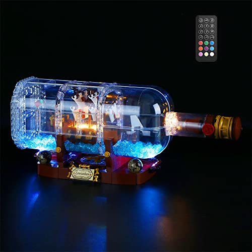 GEAMENT LED Licht-Set (Fernbedienung) Kompatibel mit Lego Schiff in der Flasche - Beleuchtungsset für Ideas 21313 Baumodell (Lego Set Nicht enthalten) von GEAMENT