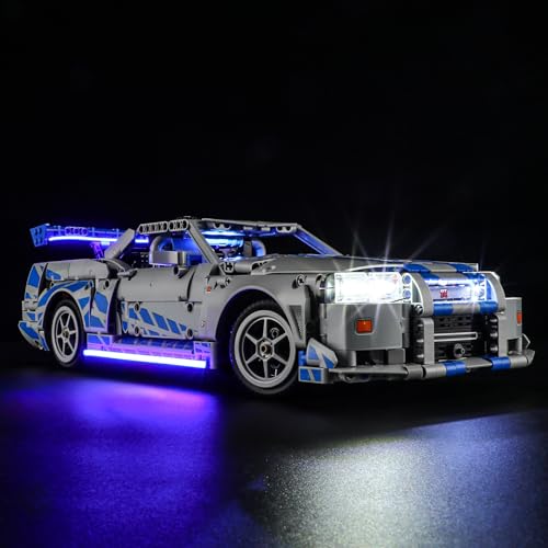 GEAMENT LED Licht-Set Kompatibel mit Lego 2 Fast 2 Furious Nissan Skyline GT-R (R34) Flitzer (Car) Technic 42210 Bausteine Modell (Modellsatz Nicht enthalten) von GEAMENT