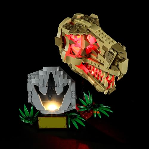 GEAMENT LED Licht-Set Kompatibel mit Lego Dinosaurier-Fossilien: T.-rex-Kopf - Beleuchtungsset für Jurassic World 76964 (Modellsatz Nicht enthalten) von GEAMENT