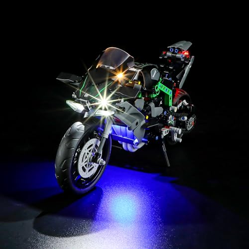 GEAMENT LED Licht-Set Kompatibel mit Lego Kawasaki Ninja H2R Motorrad (Motorcycle) - Beleuchtungsset für Technic 42170 (Modellsatz Nicht enthalten) von GEAMENT