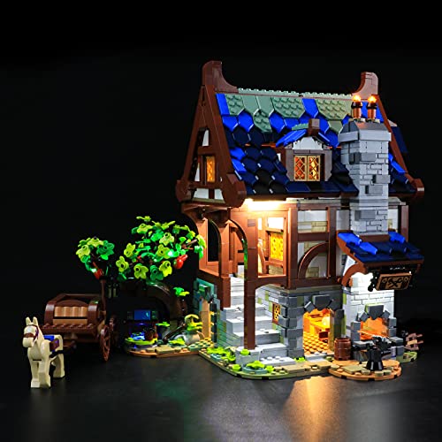 GEAMENT LED Licht-Set Kompatibel mit Lego Mittelalterlicher Schmiedeladen (Medieval Blacksmith) - Beleuchtungsset für Ideas 21325 Baumodell (Lego Set Nicht enthalten) von GEAMENT