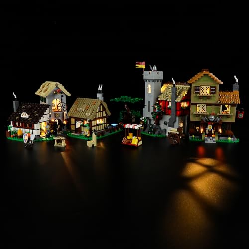 GEAMENT LED Licht-Set Kompatibel mit Lego Mittelalterlicher Stadtplatz (Medieval Town Square) - Beleuchtungsset für Icons 10332 (Modellsatz Nicht enthalten) von GEAMENT