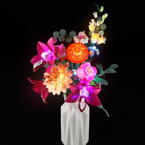 GEAMENT LED Licht-Set Kompatibel mit Lego Schöner Rosafarbener Blumenstrauß Botanical Collection 10342 Bausteine Modell (Modellsatz Nicht enthalten) von GEAMENT