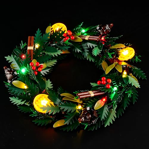 GEAMENT LED Licht-Set Kompatibel mit Lego Weihnachtskranz (Wreath) Botanical Collection 10340 Bausteine Modell (Modellsatz Nicht enthalten) von GEAMENT