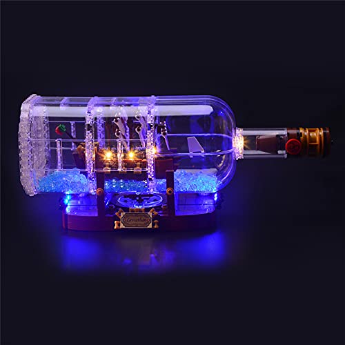 GEAMENT Verbesserte Version Licht-Set für Ship in a Bottle (Schiff in Flasche) 92177 - Kompatibel mit Lego Ideas 21313 Expert Building Model (Modell-Set Nicht enthalten) von GEAMENT