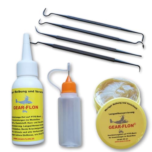 Modellbau Pflege Set mit Öl & Fett – Hochwertiges Modellbau Öl & Modellbau Fett mit PTFE Schmiermittel – Premium Schmiermittel Set - Ideal als Geschenkset (2x50ml) von GEAR- FLON
