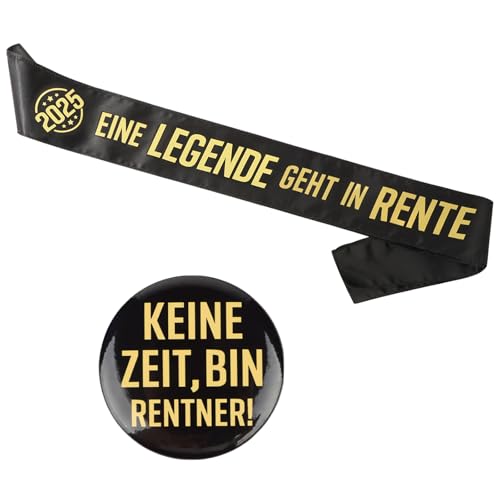 (2 pcs) Rentner Schärpe und Button Dekoration Ruhestand Accessoires eine Legende geht in Rente kein Zeit Bin Rentner Geschenk für Pensionierung Party Abschiedsfeier Deko Sash Zubehör von GEBETTER
