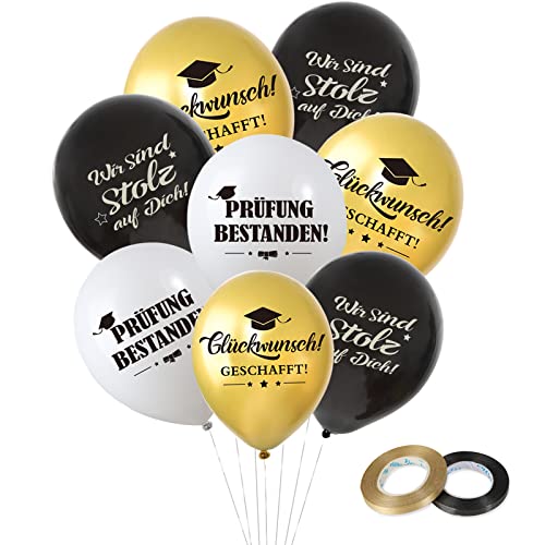 30 Stück Bestandene Prüfung Luftballons Deko Set Helium Ballons Dekoration Geschenk für Schulabschluss Abi Abitur Studium Führerschein Abschluss Graduierung Party Abschlussfeier von GEBETTER
