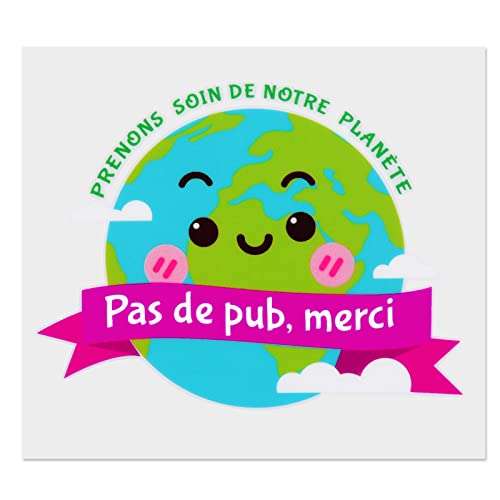 Französisch 2 Stück Aufkleber Preson Soin de Notre Planete Pas de Pub Merci Sticker Umweltschutz Geschenk Save Our Planet von GEBETTER