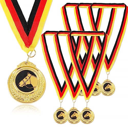 GEBETTER 6 Stück Pferde Medaillen Kindergeburtstag aus Metall Goldmedaillen mit schwarz rot goldenem Band für Jungen Mädchen Kinder Erwachsene als Mitgebsel GEBETTER 6 Stück Pferde Medaillen Kindergeburtstag aus Metall Goldmedaillen mit schwarz rot goldenem Band für Jungen Mädchen Kinder Erwachsene als Mitgebsel von GEBETTER