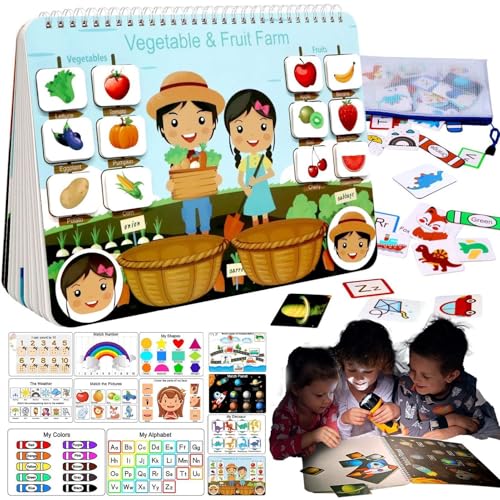 Beschäftigtes Buch für Kleinkinder, beschäftigtes Buch - Vorschul-Lernbuch für Kindergarten, 12 Seiten - Arbeitsbuch, Aktivitätenordner, Spielzeug, Vorschul-Lernbuch von GEDOX