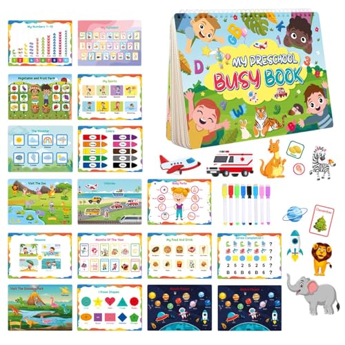 Beschäftigtes Vorschulbuch, beschäftigtes Buch im Kindergarten, sensorisches Lernspielzeug, Vorschullernspielzeug, Kindergarten-Lernaktivitäten, Paar von GEDOX
