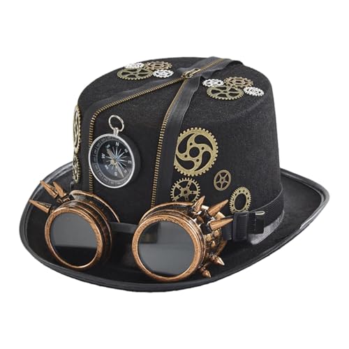 Brille Steampunk Hut Steampunk Hüte mit Brille Vintage Gothic Cosplay Zeitreisende Kostüm Herren Steampunk Dress Up Brille Steampunk Hut Steampunk Hüte mit Brille Vintage Gothic Cosplay Zeitreisende Kostüm Herren Steampunk Dress Up von GEDOX