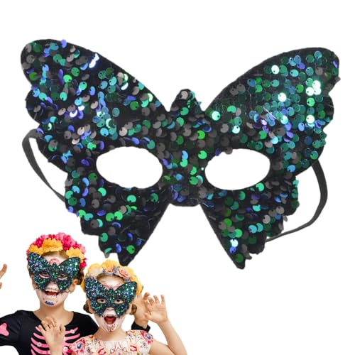 GEDOX Gesichtsabdeckung mit Pailletten, Gesichtsbedeckung für Kostümpartys, Bling Maskerade für Damen, Bühnen-Show-Kostüm in Form eines halben Schmetterlings, Abdeckung von GEDOX